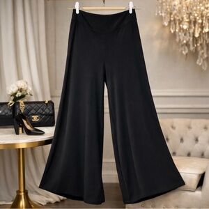 Frank Lyman Black Palazzo Wide Leg Pants High Waist Dress Trousers Size 14